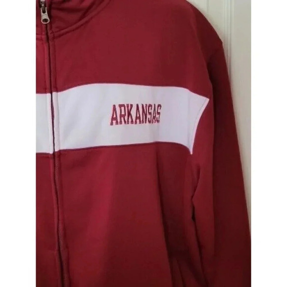 Majestic Section 101 Arkansas Razerbacks zip up Track Jacket red size L - Picture 3 of 9